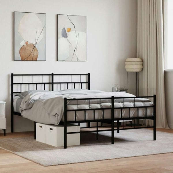 Berkfield Metal Bed Frame with Headboard and Footboard Black 120x200 cm