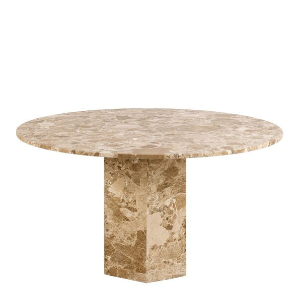 Wyld Haus Bremen Brown Marble Round Dining Table Hexagon Base