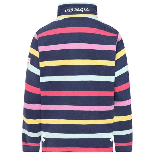 Lazy Jacks LJ35C  - Girl's Striped Quarter Zip Sweatshirt - Twilight