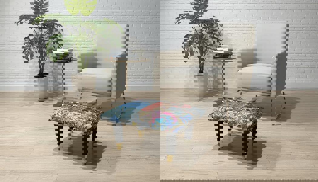 Small Demask Footrest Pouffe – Handmade Velvet Footstool UK | ISTOOLS - ISTOOLS