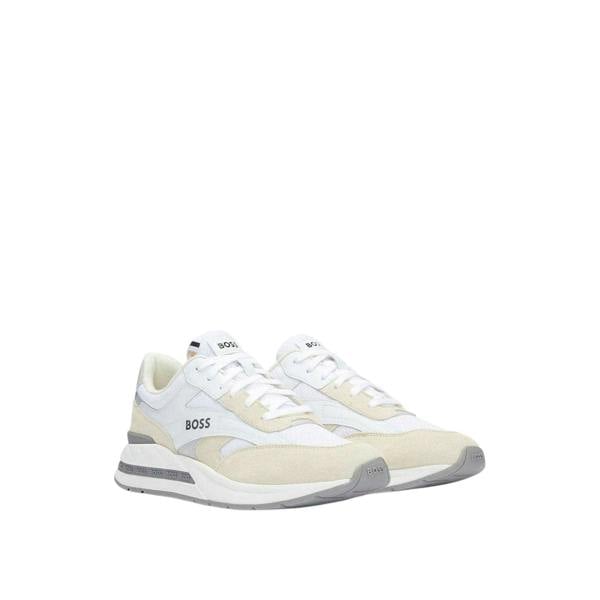 Boss Mens Kurt Leather Running Trainers - White - 