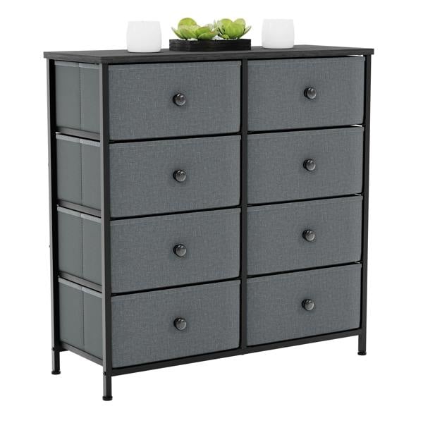 Vida Designs Chorley 8 Drawer Fabric Drawer Chest, Beige & Grey Wood