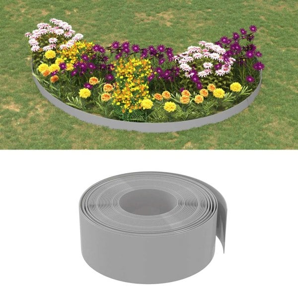 Berkfield Garden Edgings 4 pcs Grey 10 m 20 cm Polyethylene