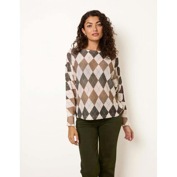Blue Vanilla Slash Neck Argyle Diamond Jumper