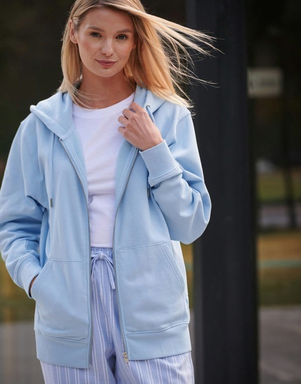 Women's Organic Cotton Zip-up Hoodie – Sky Blue - British Boxers