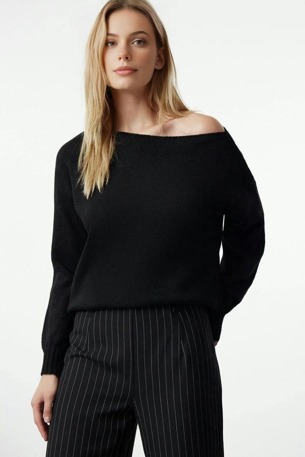 WOVCOR Boat Neck Basic Knit Sweater