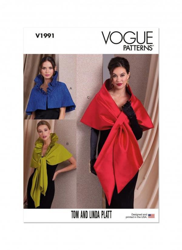 Vogue Sewing Pattern 1991, Wraps for Women, A (S-M-L) - Easy