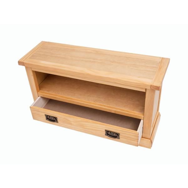 Cabinet Bits Lucca Waxed 1 Drawer TV Cabinet Brass Drop Handle