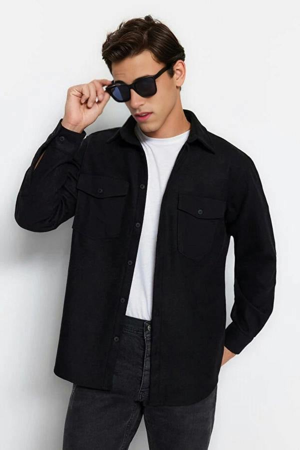 WOVCOR Parachute Pocket Cashmere Textured Thick Men’s Jacket Shirt