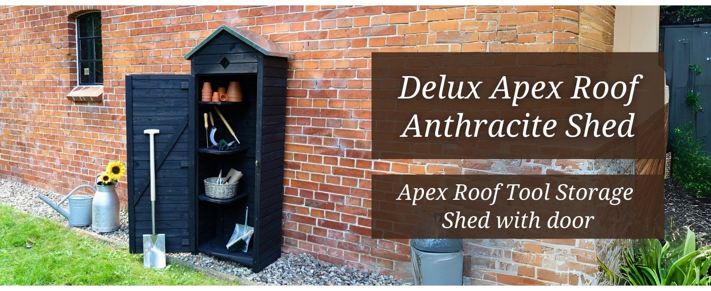 Promex Deluxe Anthracite Shed Store Apex Roof Tool Storage Shed with door