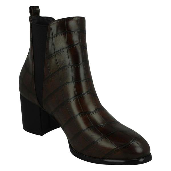 Spot On Ladies Spot On Mid Chunky Heel Ankle Boots F51090