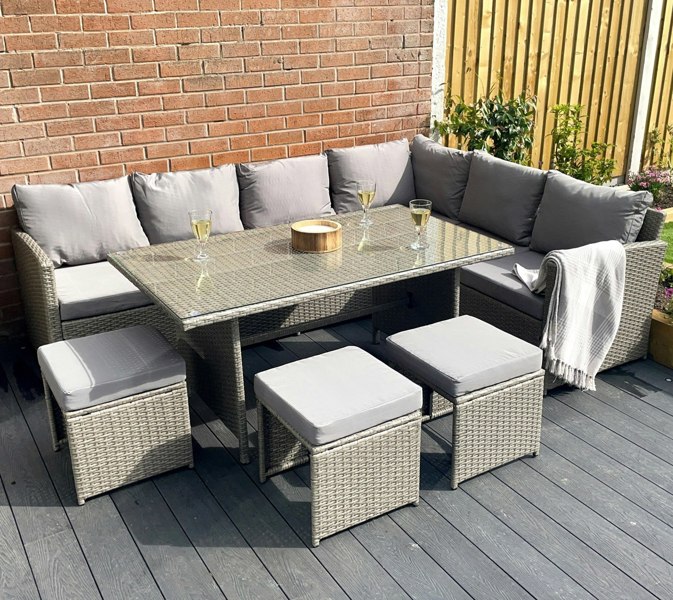 Outdoor Living The Knutsford 9 Seat Corner Rattan Dining Set