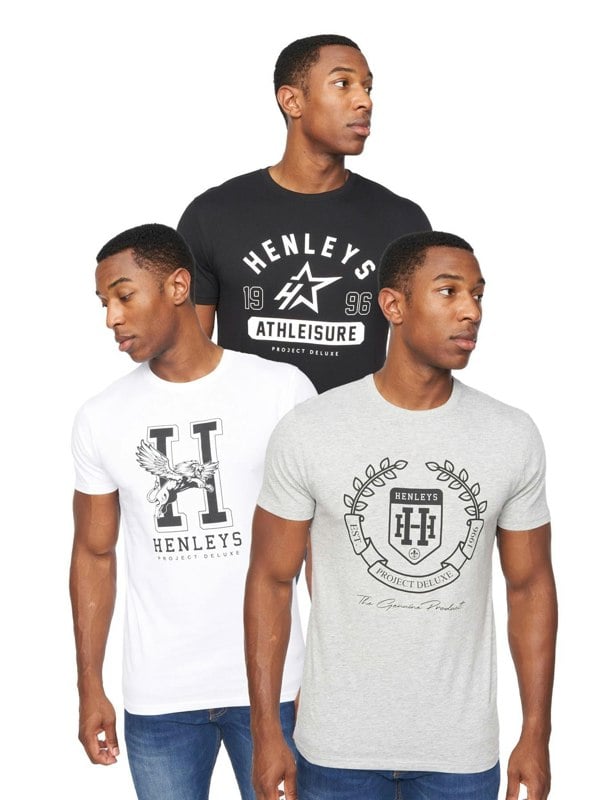 Henleys Upton T-Shirt 3pk Assorted