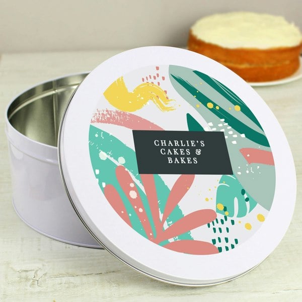 Personalised Memento Company Personalised Abstract Design Cake Tin