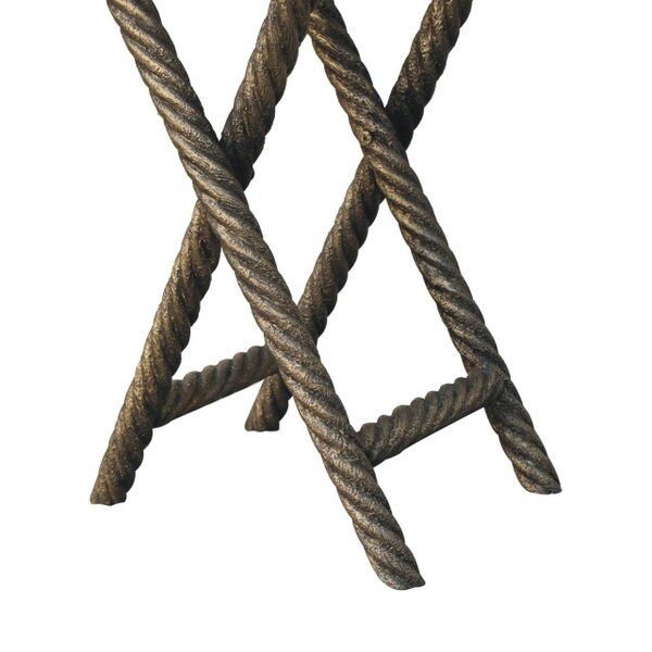 Wyld Haus Urbino Antique Brass Mango Wood Rope Side Table