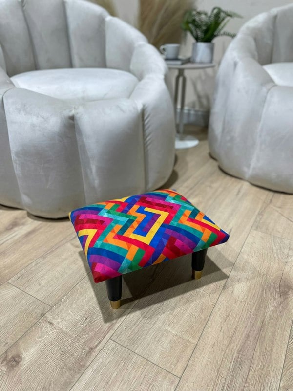 ISTOOLS Small Trem Footrest Pouffe – Handmade Velvet Footstool UK