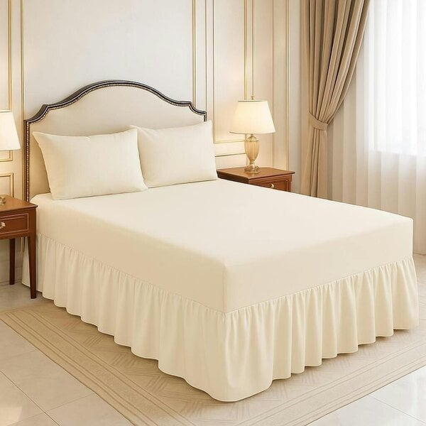 Night Zone 200 Thread Count Egyptian Cotton Pleated Valance Sheet – Hotel Quality Bed Valance - Cream