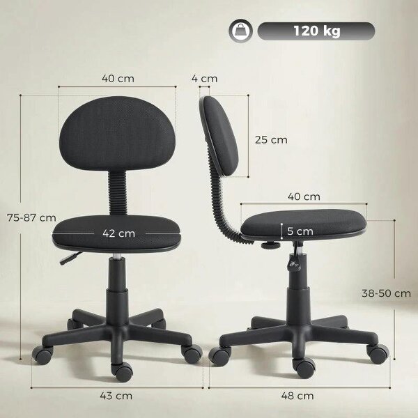 Small Armless Office Chair - Black