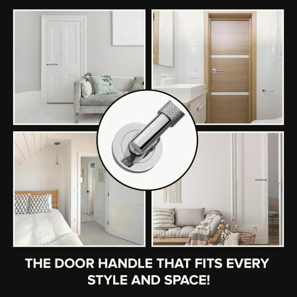 EDH Door Hardware Polished Chrome Knurled Door Handles on Round Rose – Handle Sets