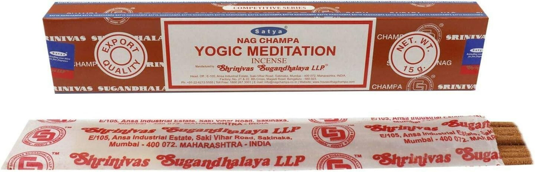 Satya Yogic Meditation Incense Sticks, 12 x 15g Packs