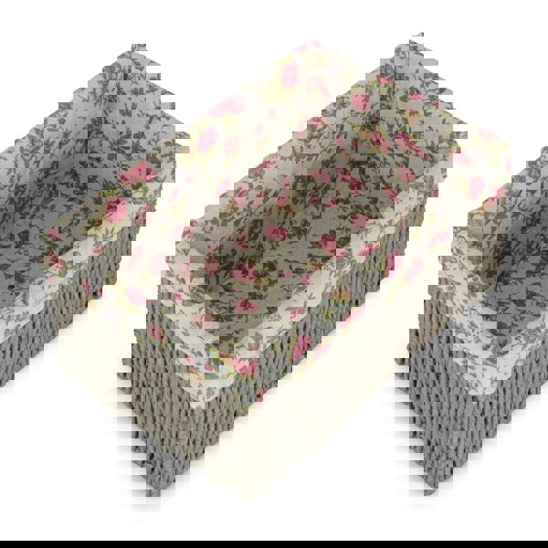 Garden Rose Paper Rope Storage Basket with Garden Rose Cotton Lining