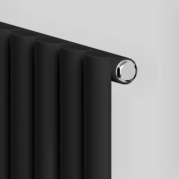 MYHOMEWARE Black 660 x 600 mm Modern Horizontal Column Designer Radiator Oval Single Panel Radiator Heater
