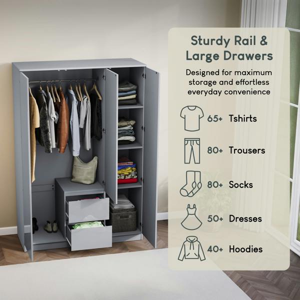 Vida Designs Glinton 3 Door 2 Drawer Wardrobe