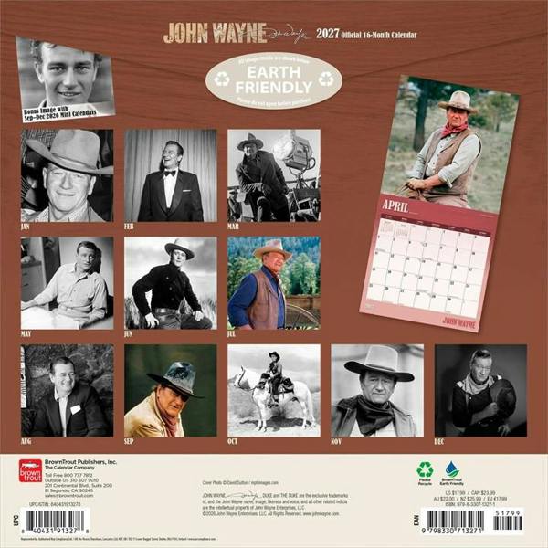 John Wayne Calendar 2027, Wall Calendars, Month To View, Entertainment, Gift