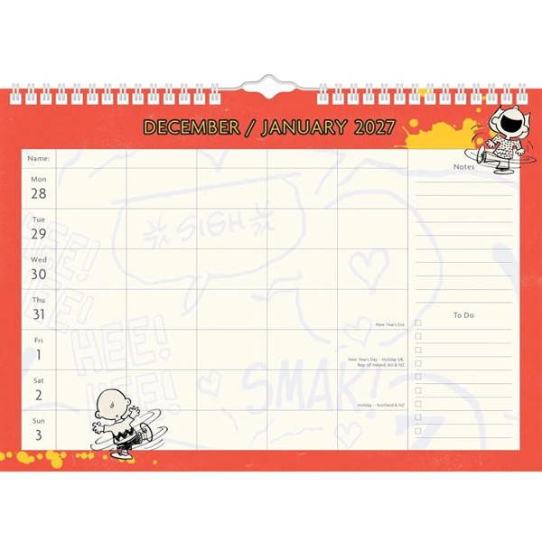 Peanuts A4 Family Planner 2027, Family Planners, Week To View, Entertainment, Gift
