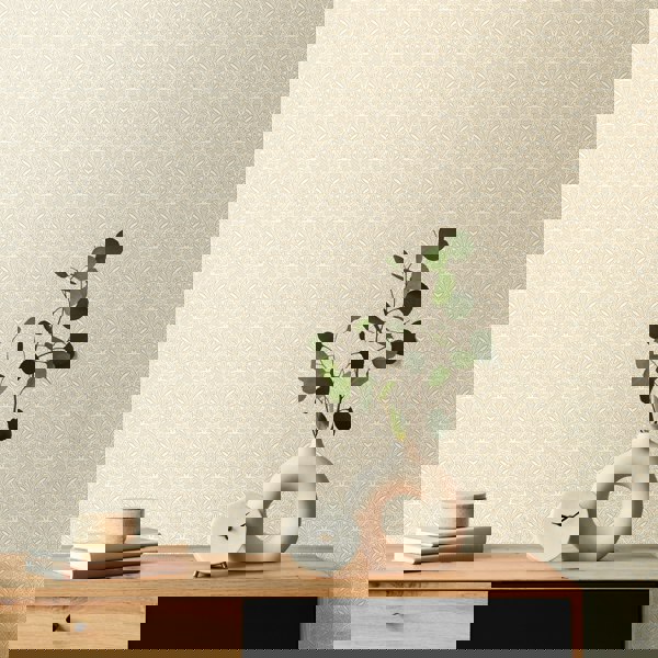 Hoopla Walls Ditsy Deco Fan - Linen 10m Wallpaper