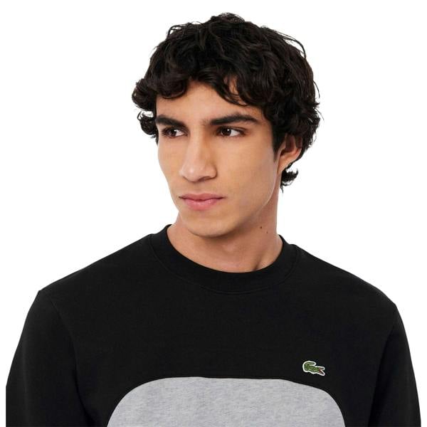 Lacoste Mens Colour Block Fleece Sweatshirt - Grey/Black - 