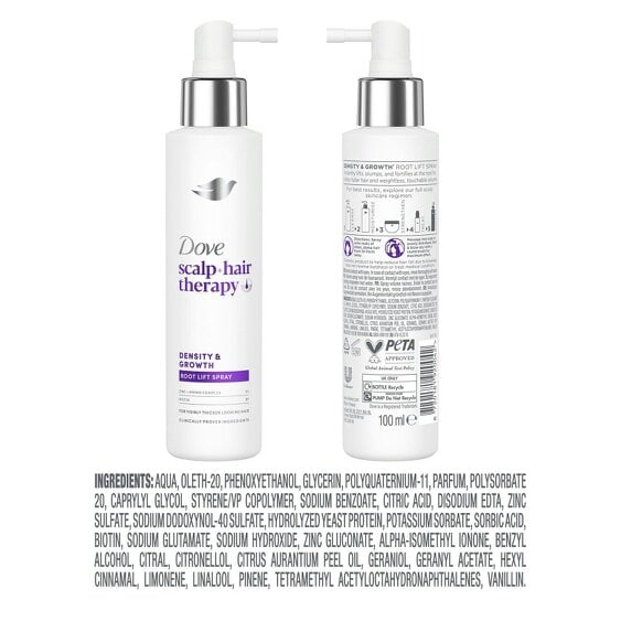 Dove Scalp+ Hair Therapy Hair Spray - Density & Growth Root Lift Spray, 12x100ml