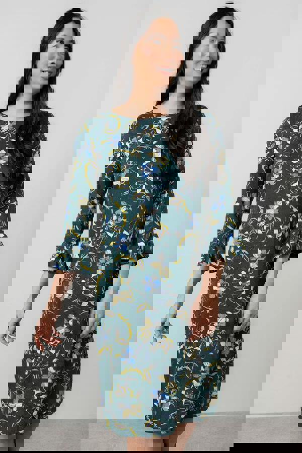 Lily & Me Lotty Fluted Sleeve Shift Dress Green