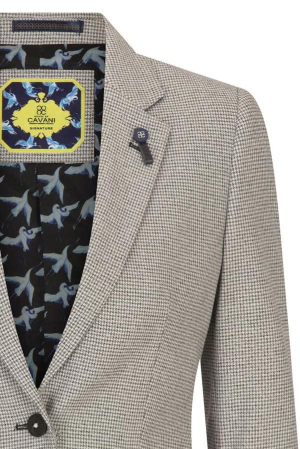 House of Cavani Women's Beige Tweed Tailored Fit Wool Blend Blazer