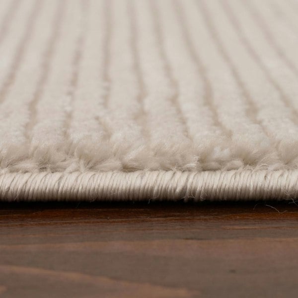 Beige-cream colour, striped design, stain-resistant, Cosy comfort rug.