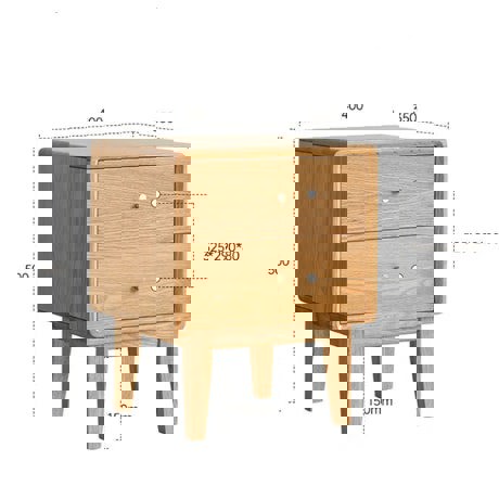 Waktravel Bedside Table, Solid Wood-Ritconcept-Rit Concept
