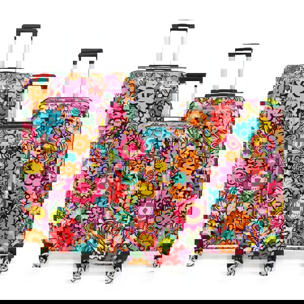 Infinity Luggage Hard Shell Suitcase Flower Heart Printed Luggage Travel Bag