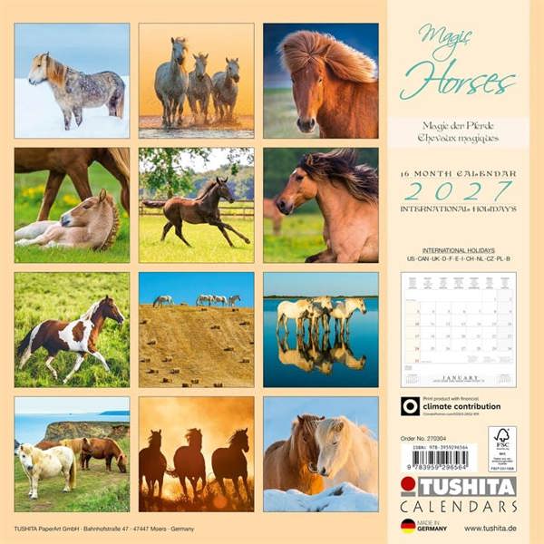 Magic Horses Calendar 2027, Wall Calendars, Month To View, Animals, Gift