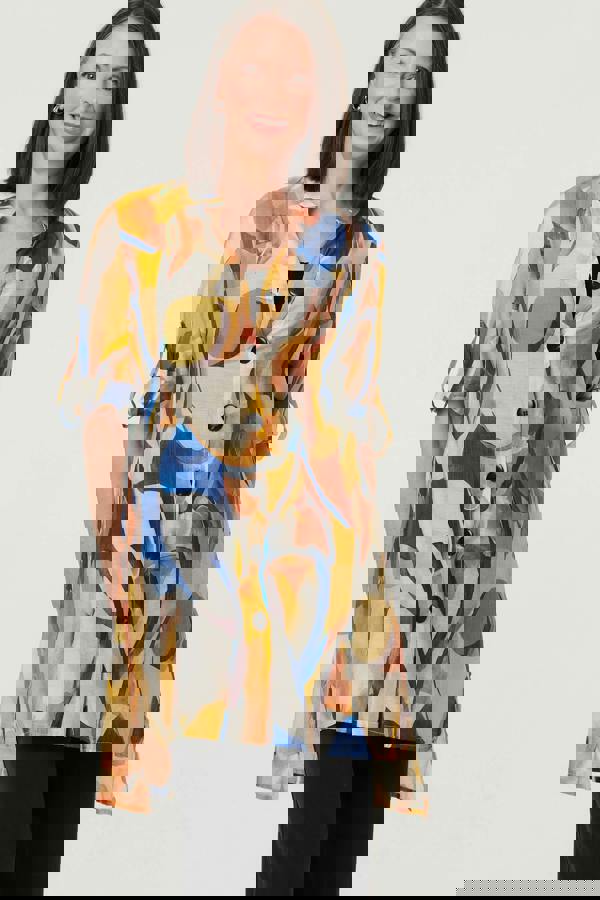 Yellow | Abstract Long Sleeve Longline Shirt
