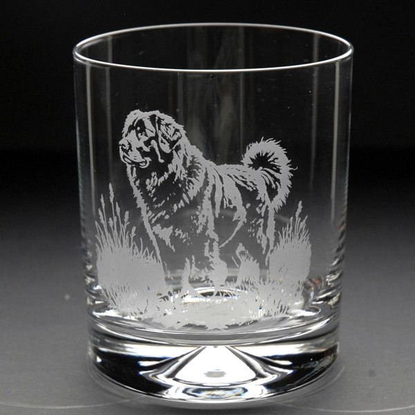 Glyptic Glass Art Newfoundland Dog Whiskey Tumbler Glass - Hand Etched/Engraved Gift
