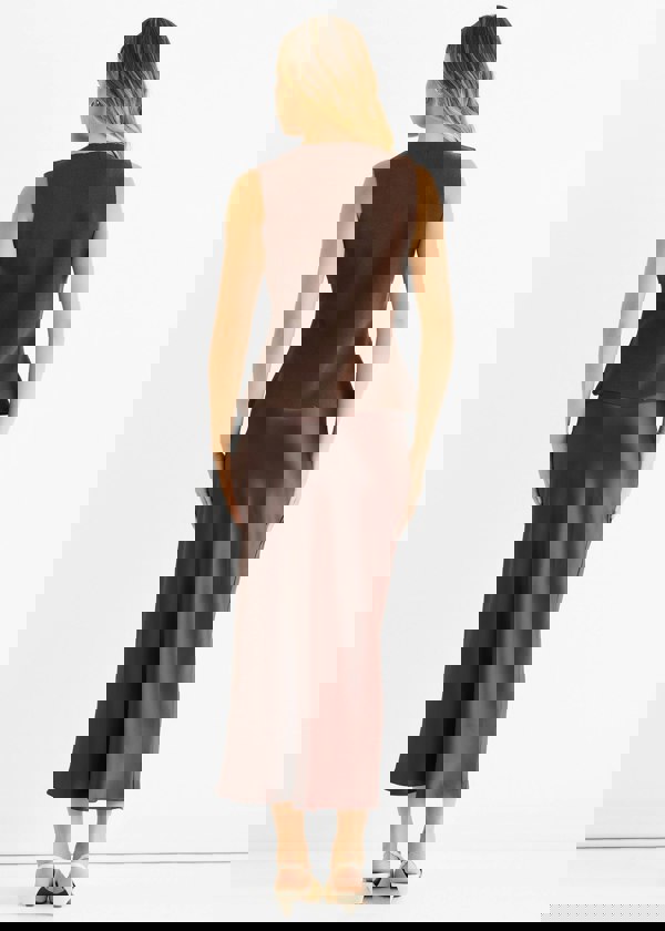 Gini London Chocolate Button Front Compact Knit Waistcoat