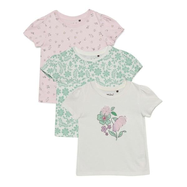 Mini Cuddles Baby Girls 3pk Floral Printed Tops, Multicolour