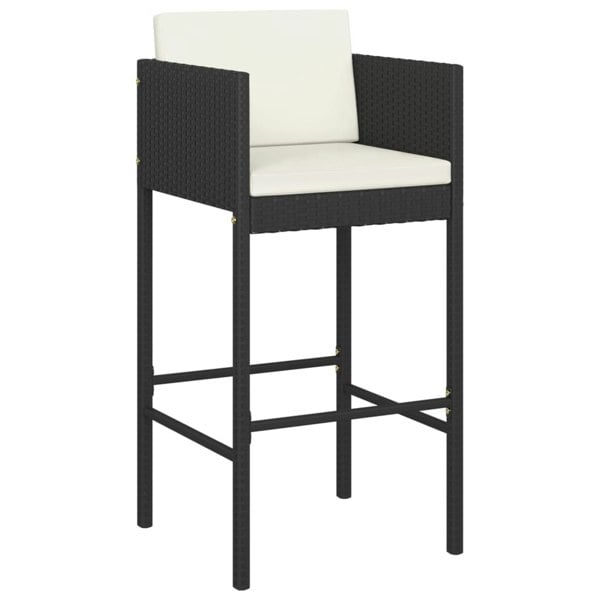 Berkfield 3 Piece Garden Bar Set with Cushions Poly Rattan Black