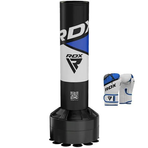 RDX Sports FREE STANDING KIDS PUNCH BAG BLUE-4FT + GLOVE J7 WHITE/BLUE-6OZ