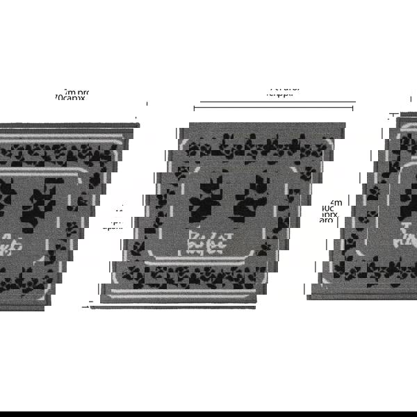 JVL Machine Washable Pet Mat 40×70 cm – Absorbent Indoor Dog & Cat Mat for Feeding, Entryways & Litter Areas – “Pawfect” Paw Print Design