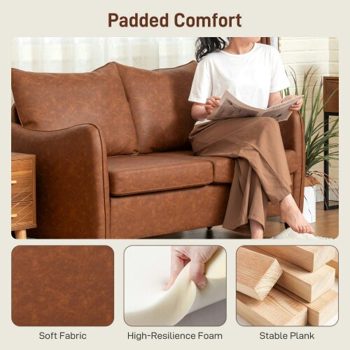 Wyld Haus Mipa Brown  Faux Leather Marble Effect 2 Seater Sofa