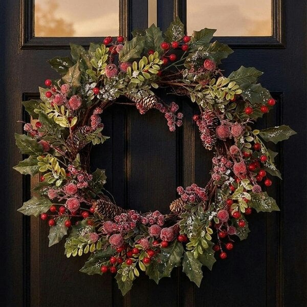 Garden Greatness Traditional Festive Holly Berry Wreath