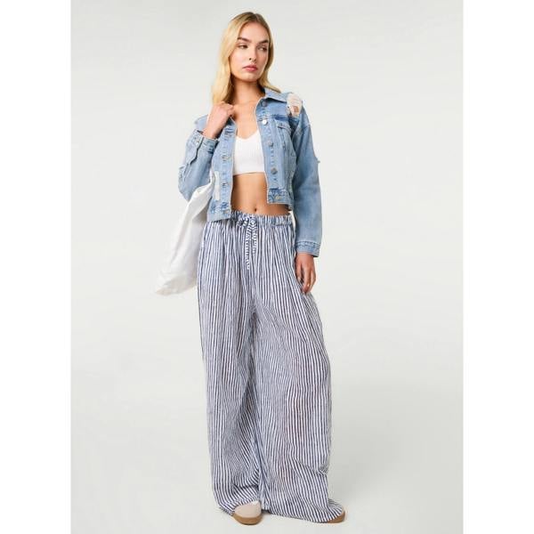 Pink Vanilla Distressed Cropped Denim Jacket