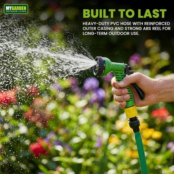 My Garden Outdoor Living My Garden Expandable Garden Hose Pipe 50ft/15m - Flexible Expanding Hose with 7-Mode Spray Gun, Tap Connector & Wind Reel