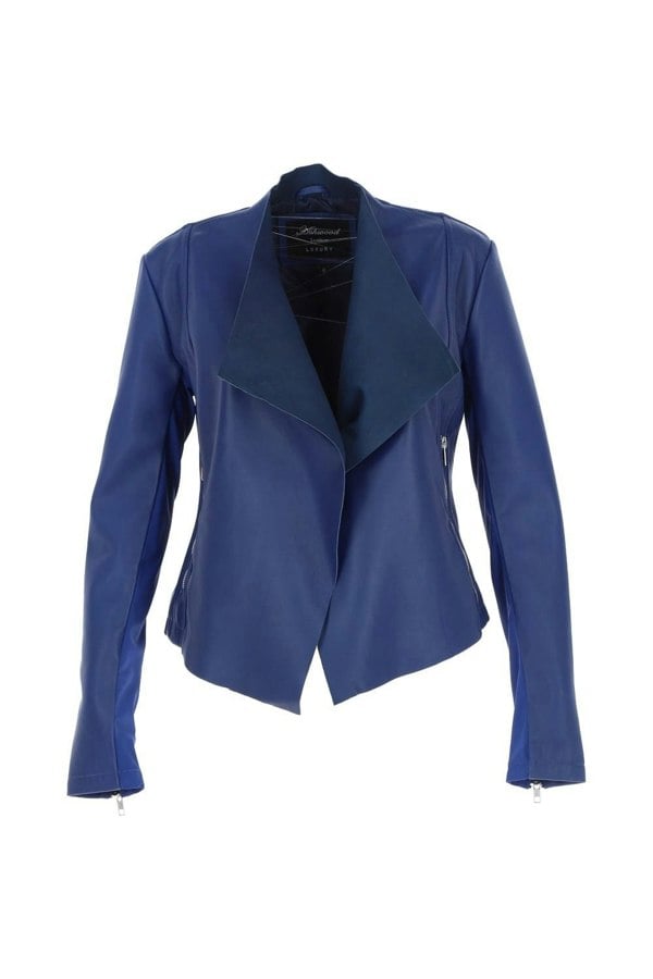 'Licra' Waterfall Front Leather Jacket